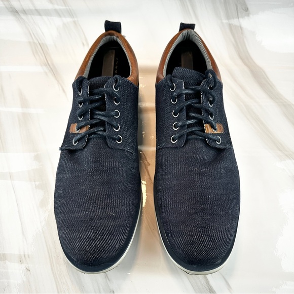 Bull Boxer Denim Blue Brown Leather Men\'s Size 11 Oxford Lace Up Dress Shoe